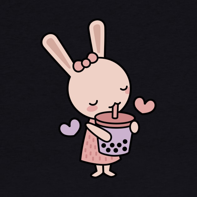 Cute Boba Bunny Sipping Bubble Tea by BobaTeaMe